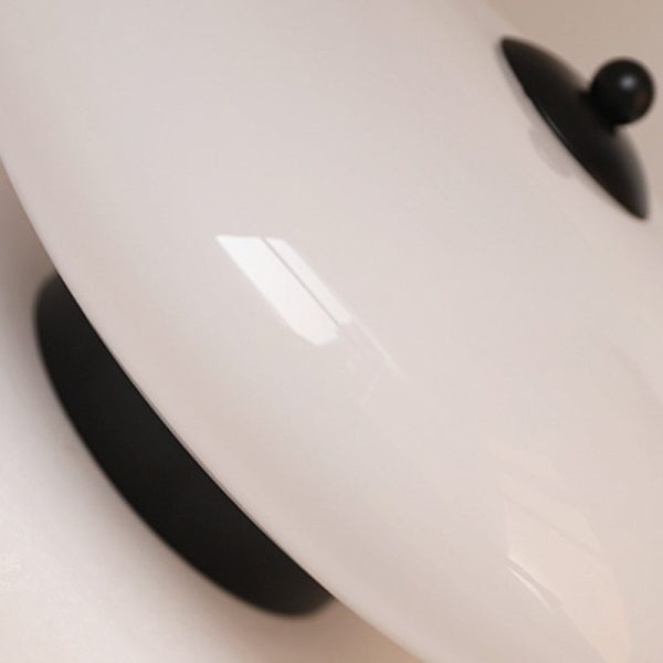 Modern Art Deco Drum Opal Iron Glass LED Semi-Flush Mount Ceiling Light For Bedroom - Image 5