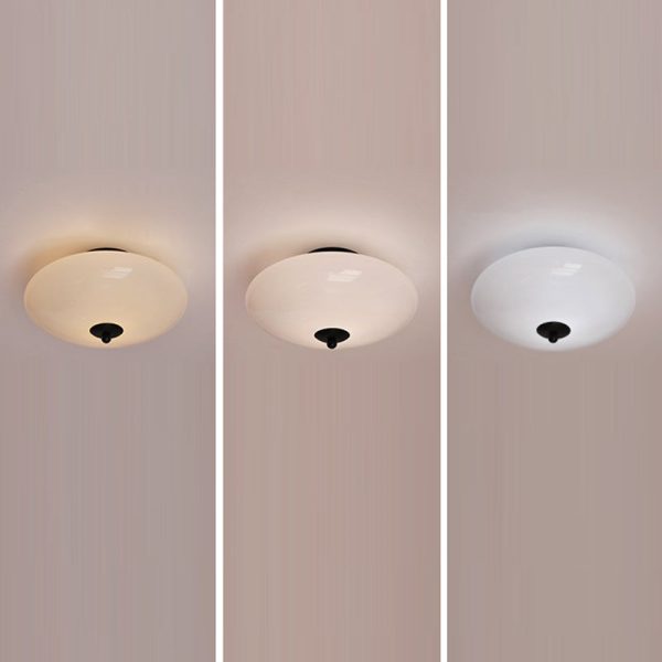 Modern Art Deco Drum Opal Iron Glass LED Semi-Flush Mount Ceiling Light For Bedroom - Image 32