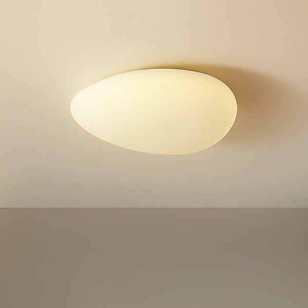 Modern Minimalist Pebble Shape Hardware PE LED Flush Mount Ceiling Light For Bedroom - Image 2