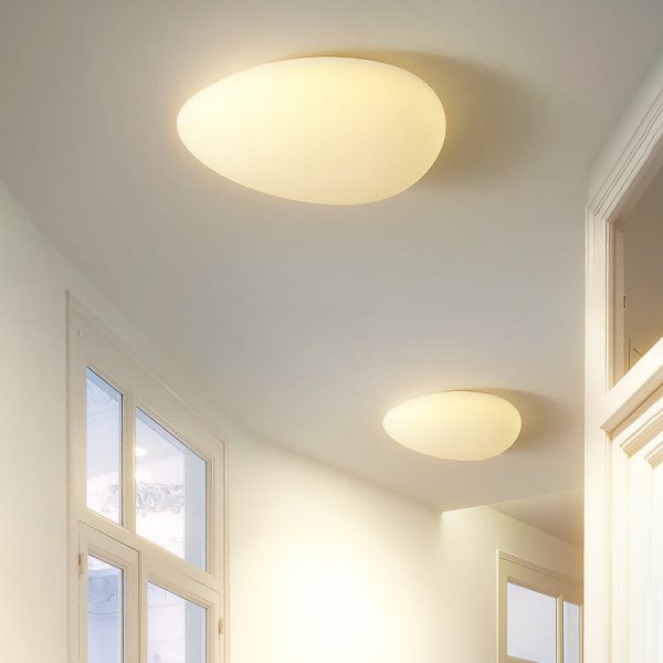 Modern Minimalist Pebble Shape Hardware PE LED Flush Mount Ceiling Light For Bedroom - Image 3