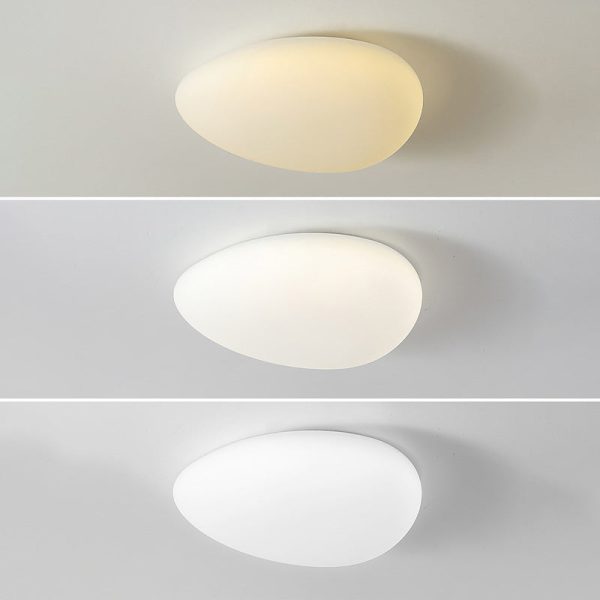 Modern Minimalist Pebble Shape Hardware PE LED Flush Mount Ceiling Light For Bedroom - Image 18
