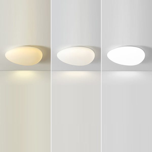 Modern Minimalist Pebble Shape Hardware PE LED Flush Mount Ceiling Light For Bedroom - Image 15