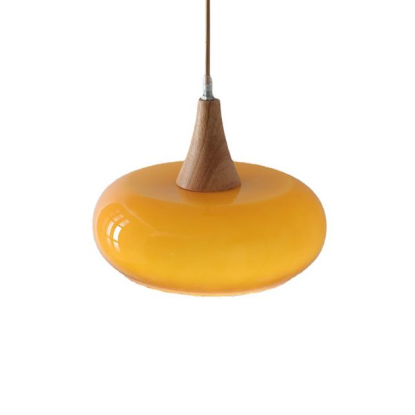 Contemporary Nordic Cream Persimmon Wood Glass 1-Light Pendant Light For Dining Room - Image 8