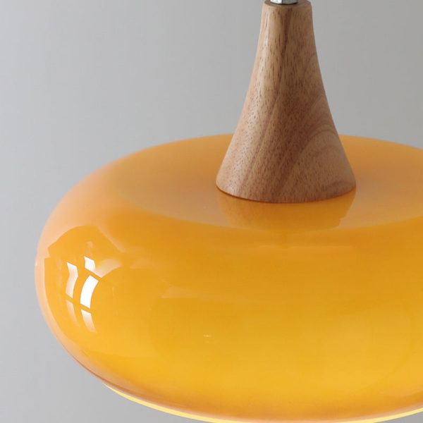 Contemporary Nordic Cream Persimmon Wood Glass 1-Light Pendant Light For Dining Room - Image 5