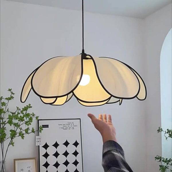 Contemporary Nordic Petals Iron Plant Fiber 1-Light Pendant Light For Dining Room - Image 3