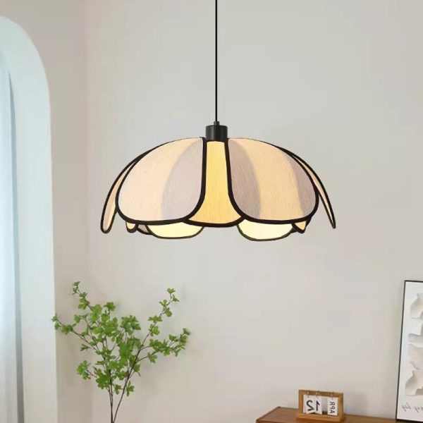 Contemporary Nordic Petals Iron Plant Fiber 1-Light Pendant Light For Dining Room - Image 2
