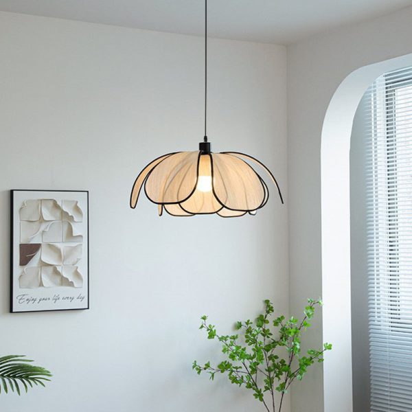 Contemporary Nordic Petals Iron Plant Fiber 1-Light Pendant Light For Dining Room - Image 12