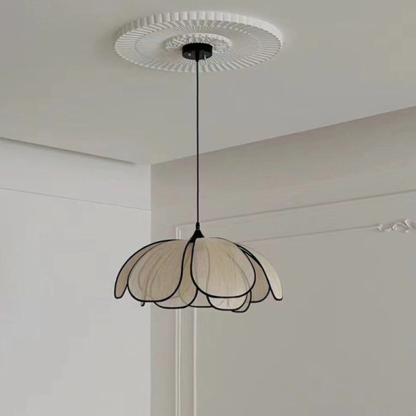 Contemporary Nordic Petals Iron Plant Fiber 1-Light Pendant Light For Dining Room - Image 21