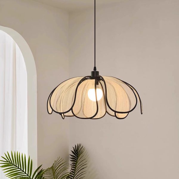 Contemporary Nordic Petals Iron Plant Fiber 1-Light Pendant Light For Dining Room - Image 14