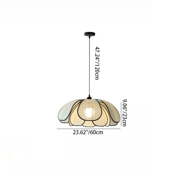 Contemporary Nordic Petals Iron Plant Fiber 1-Light Pendant Light For Dining Room - Image 6