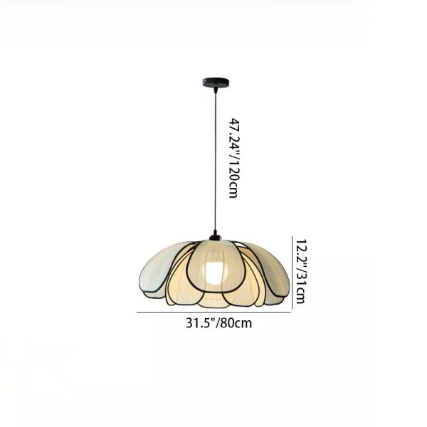 Contemporary Nordic Petals Iron Plant Fiber 1-Light Pendant Light For Dining Room - Image 7