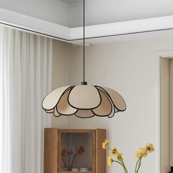 Contemporary Nordic Petals Iron Plant Fiber 1-Light Pendant Light For Dining Room - Image 13