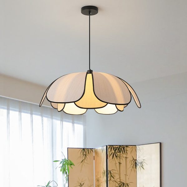 Contemporary Nordic Petals Iron Plant Fiber 1-Light Pendant Light For Dining Room - Image 11