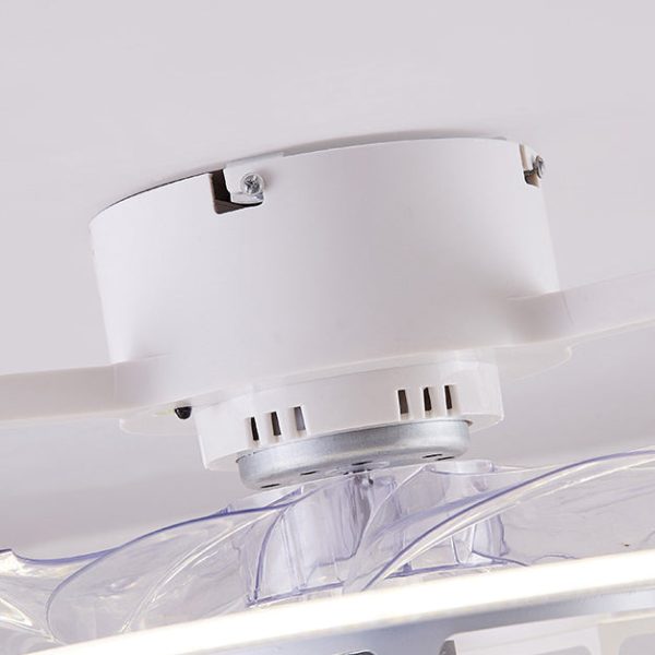 Contemporary Nordic Bluetooth Speaker Copper ABS Acrylic Round Flower Shape LED Semi-Flush Mount Ceiling Fan Light For Bedroom - Image 7