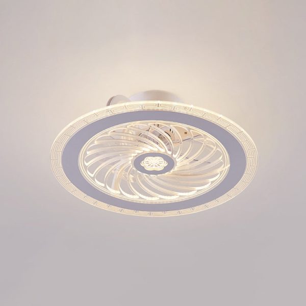 Contemporary Nordic Bluetooth Speaker Copper ABS Acrylic Round Flower Shape LED Semi-Flush Mount Ceiling Fan Light For Bedroom - Image 16