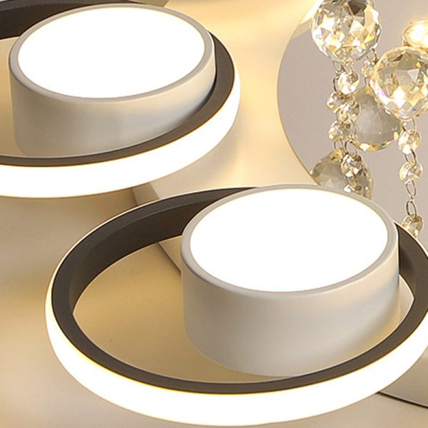 Modern Luxury Circular Triangle Round Crystal Shade Iron Acrylic LED Semi-Flush Mount Ceiling Light For Living Room - Image 8
