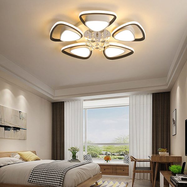 Modern Luxury Circular Triangle Round Crystal Shade Iron Acrylic LED Semi-Flush Mount Ceiling Light For Living Room - Image 13