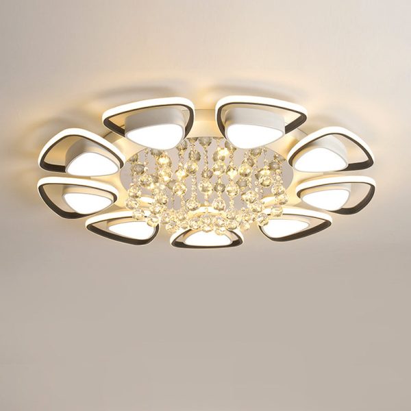 Modern Luxury Circular Triangle Round Crystal Shade Iron Acrylic LED Semi-Flush Mount Ceiling Light For Living Room - Image 34