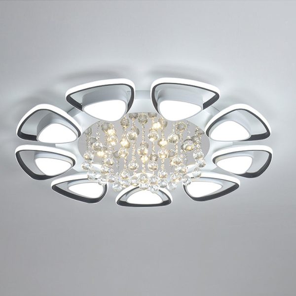 Modern Luxury Circular Triangle Round Crystal Shade Iron Acrylic LED Semi-Flush Mount Ceiling Light For Living Room - Image 37
