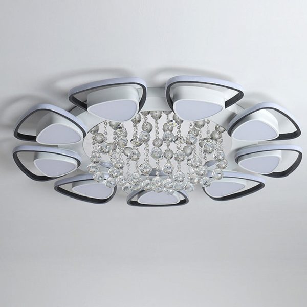 Modern Luxury Circular Triangle Round Crystal Shade Iron Acrylic LED Semi-Flush Mount Ceiling Light For Living Room - Image 38
