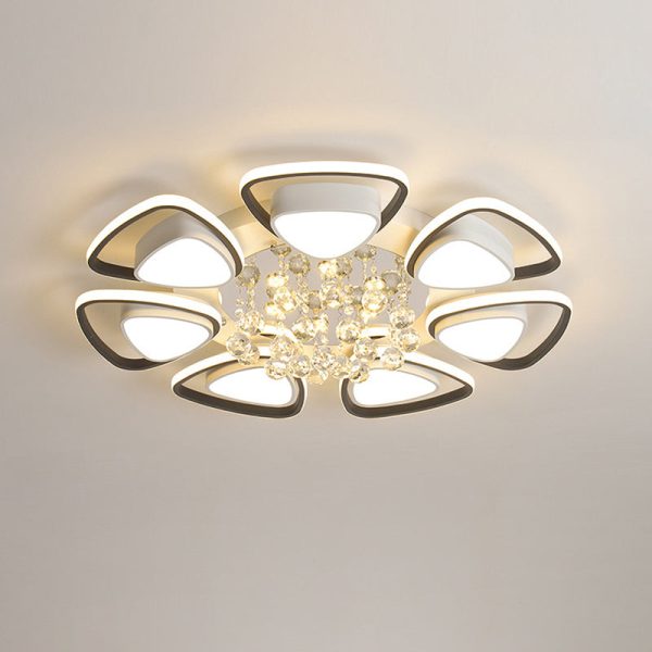 Modern Luxury Circular Triangle Round Crystal Shade Iron Acrylic LED Semi-Flush Mount Ceiling Light For Living Room - Image 31