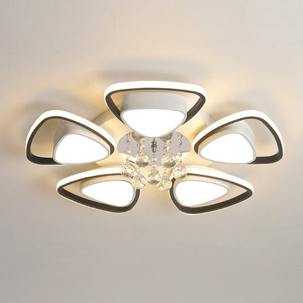 Modern Luxury Circular Triangle Round Crystal Shade Iron Acrylic LED Semi-Flush Mount Ceiling Light For Living Room - Image 30