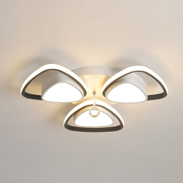 Modern Luxury Circular Triangle Round Crystal Shade Iron Acrylic LED Semi-Flush Mount Ceiling Light For Living Room - Image 28
