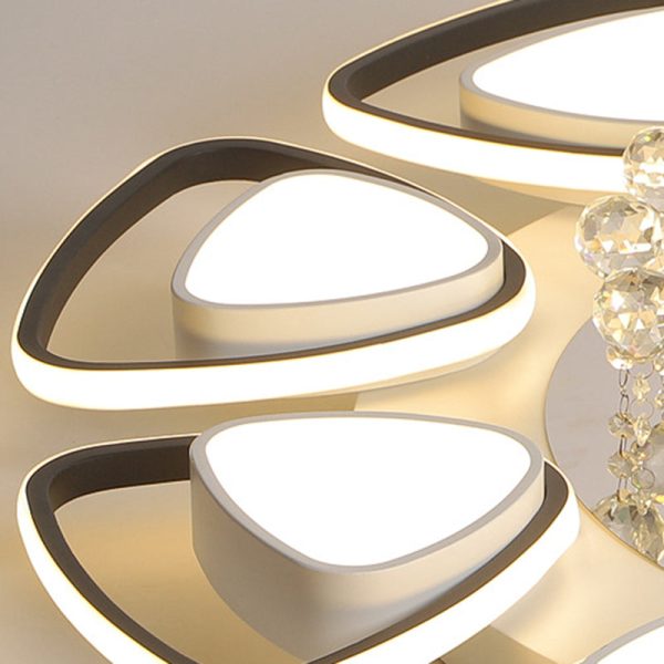 Modern Luxury Circular Triangle Round Crystal Shade Iron Acrylic LED Semi-Flush Mount Ceiling Light For Living Room - Image 9
