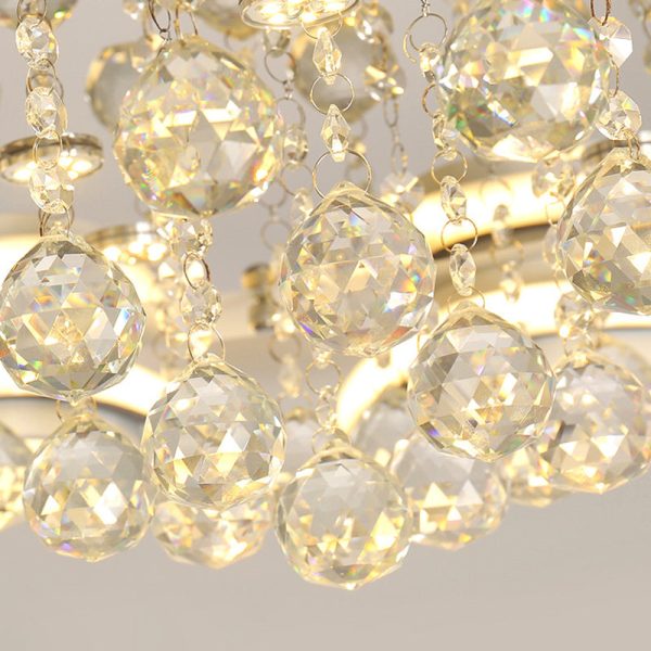 Modern Luxury Circular Triangle Round Crystal Shade Iron Acrylic LED Semi-Flush Mount Ceiling Light For Living Room - Image 10