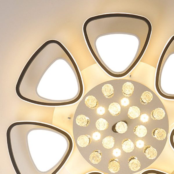 Modern Luxury Circular Triangle Round Crystal Shade Iron Acrylic LED Semi-Flush Mount Ceiling Light For Living Room - Image 11