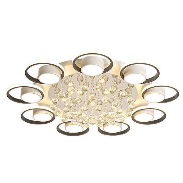 Modern Luxury Circular Triangle Round Crystal Shade Iron Acrylic LED Semi-Flush Mount Ceiling Light For Living Room - Image 39