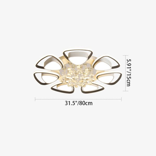 Modern Luxury Circular Triangle Round Crystal Shade Iron Acrylic LED Semi-Flush Mount Ceiling Light For Living Room - Image 6