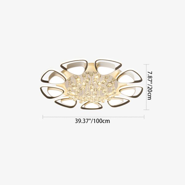 Modern Luxury Circular Triangle Round Crystal Shade Iron Acrylic LED Semi-Flush Mount Ceiling Light For Living Room - Image 7