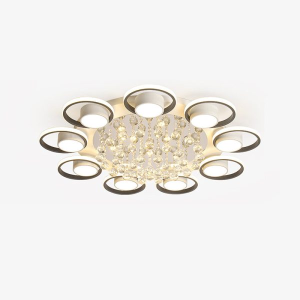 Modern Luxury Circular Triangle Round Crystal Shade Iron Acrylic LED Semi-Flush Mount Ceiling Light For Living Room - Image 40