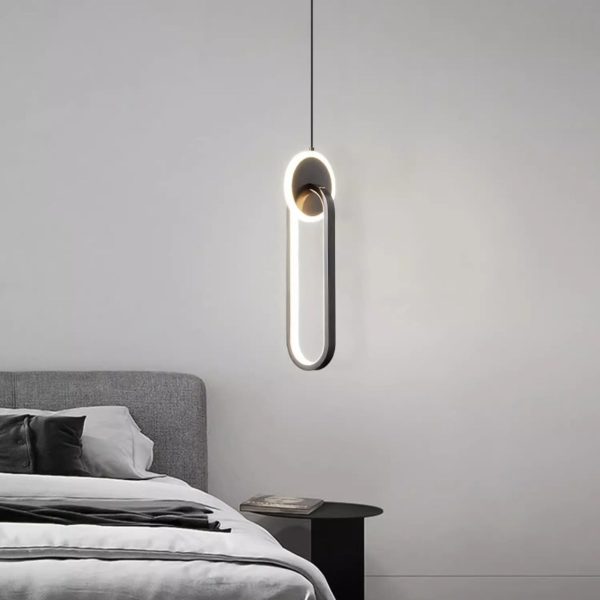 Modern Luxury Oval Round Iron Silicone Acrylic LED Pendant Light For Living Room - Image 2