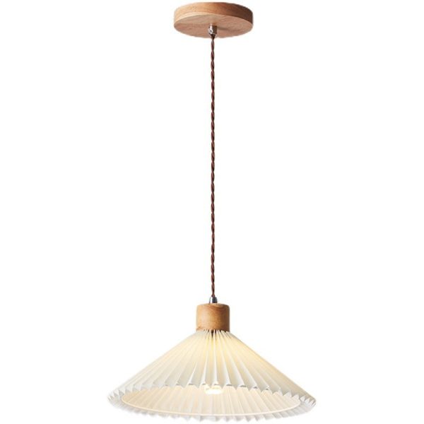Contemporary Nordic Round Pleated Skirt Shape Fabric Iron 1-Light Pendant Light For Living Room - Image 15
