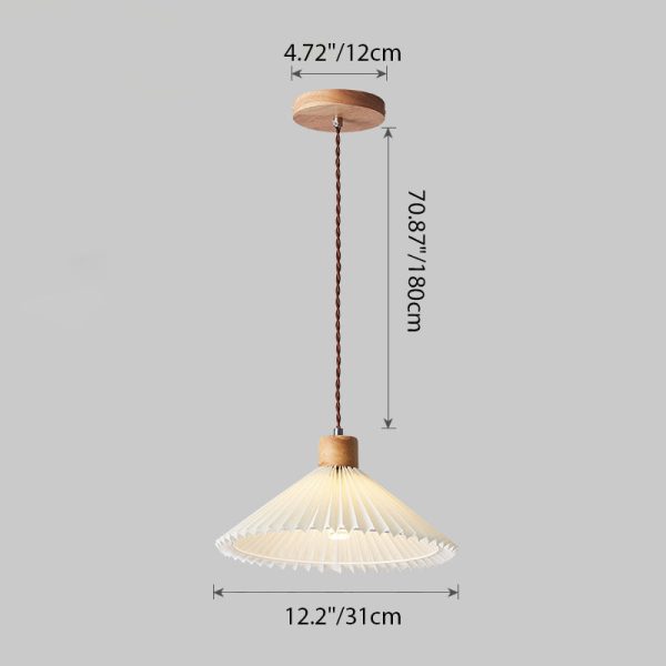 Contemporary Nordic Round Pleated Skirt Shape Fabric Iron 1-Light Pendant Light For Living Room - Image 5