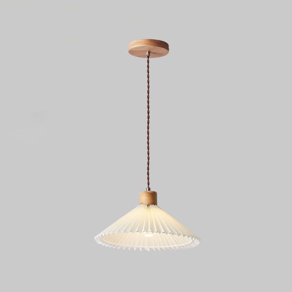 Contemporary Nordic Round Pleated Skirt Shape Fabric Iron 1-Light Pendant Light For Living Room - Image 16