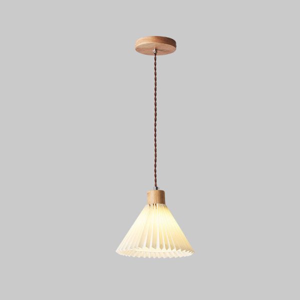 Contemporary Nordic Round Pleated Skirt Shape Fabric Iron 1-Light Pendant Light For Living Room - Image 17
