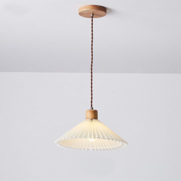 Contemporary Nordic Round Pleated Skirt Shape Fabric Iron 1-Light Pendant Light For Living Room - Image 19