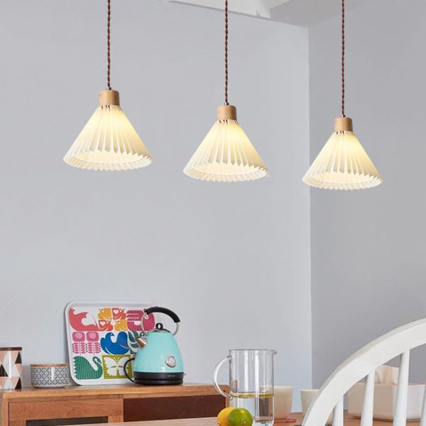 Contemporary Nordic Round Pleated Skirt Shape Fabric Iron 1-Light Pendant Light For Living Room - Image 14