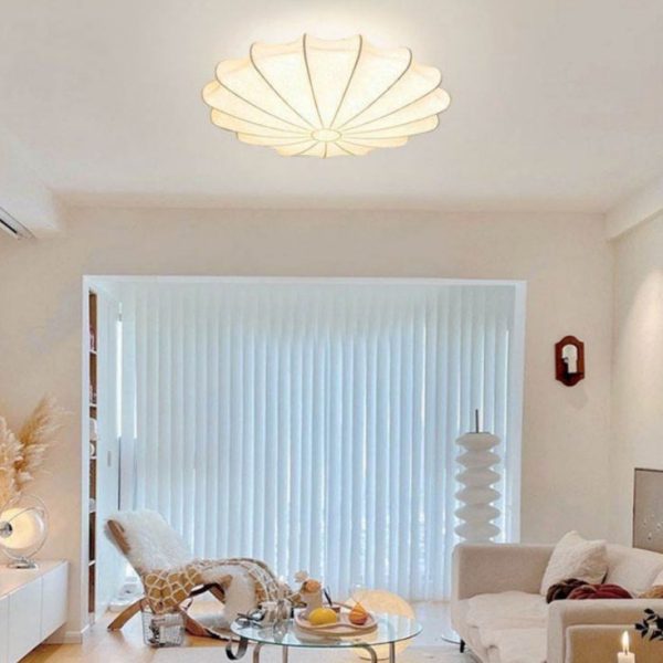 Traditional Japanese Bell Shape Metal Silk 1/3-Light Semi-Flush Mount Ceiling Light For Living Room - Image 11