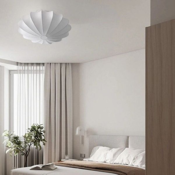 Traditional Japanese Bell Shape Metal Silk 1/3-Light Semi-Flush Mount Ceiling Light For Living Room - Image 13