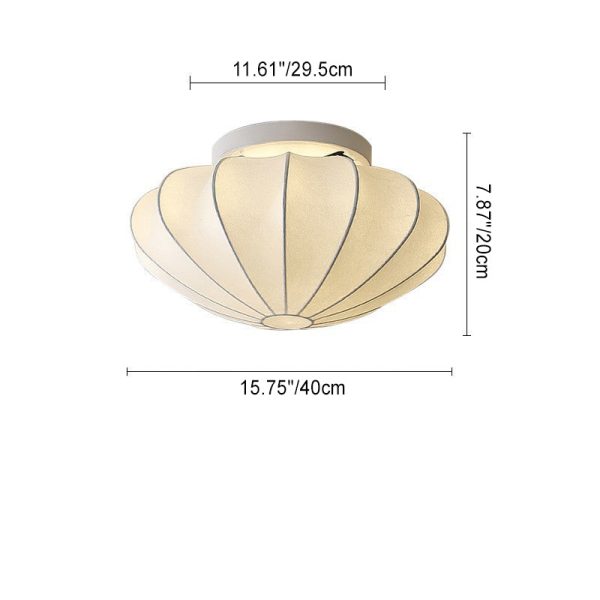 Traditional Japanese Bell Shape Metal Silk 1/3-Light Semi-Flush Mount Ceiling Light For Living Room - Image 4