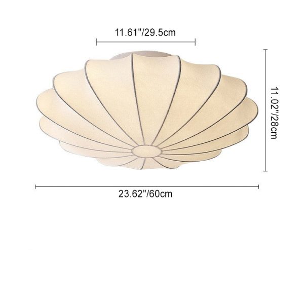 Traditional Japanese Bell Shape Metal Silk 1/3-Light Semi-Flush Mount Ceiling Light For Living Room - Image 6