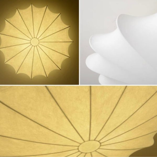 Traditional Japanese Bell Shape Metal Silk 1/3-Light Semi-Flush Mount Ceiling Light For Living Room - Image 8