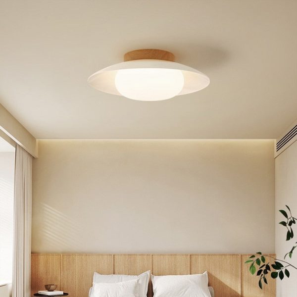 Traditional Japanese Round Iron Acrylic LED Semi-Flush Mount Ceiling Light For Living Room - Image 2