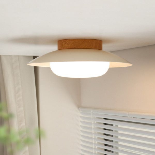 Traditional Japanese Round Iron Acrylic LED Semi-Flush Mount Ceiling Light For Living Room - Image 10