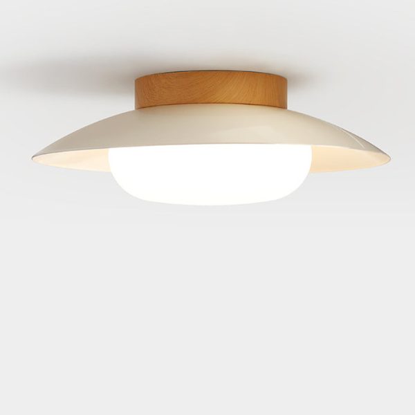 Traditional Japanese Round Iron Acrylic LED Semi-Flush Mount Ceiling Light For Living Room - Image 14