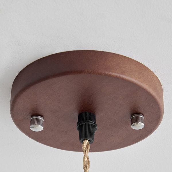 Traditional French Flying Saucer Shape Hemp Rope Wood 3-Light Flush Mount Ceiling Light For Living Room - Image 5